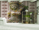 Floral Printed Lady Sculpture Wall Wallpaper for wall