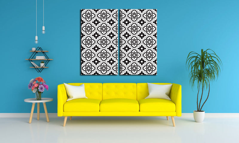 Black And White Floral Art, Set Of 2