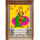 Laxmi Painting Green Saree Self Adhesive Sticker Poster