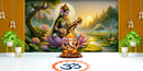 Lotus Pattern Maa Saraswati Wallpaper
