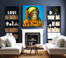 Monkey Space Yellow Blue Art