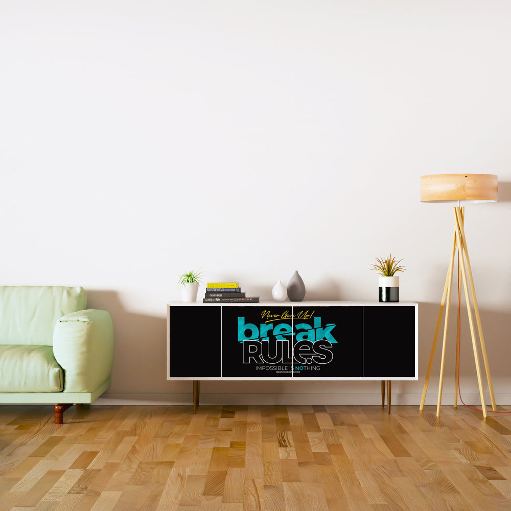 Rule Break Quote Design Self Adhesive Sticker For Cabinet