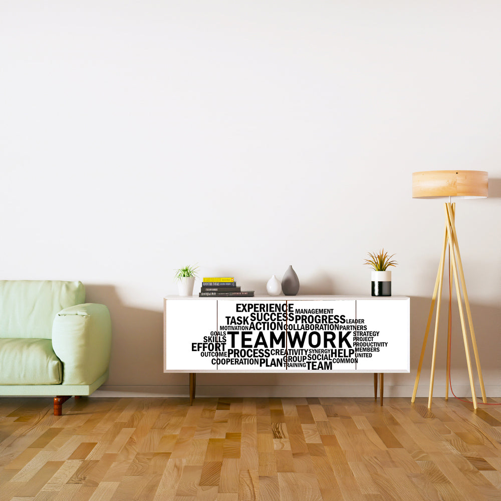 Teamwork Design Self Adhesive Sticker For Cabinet