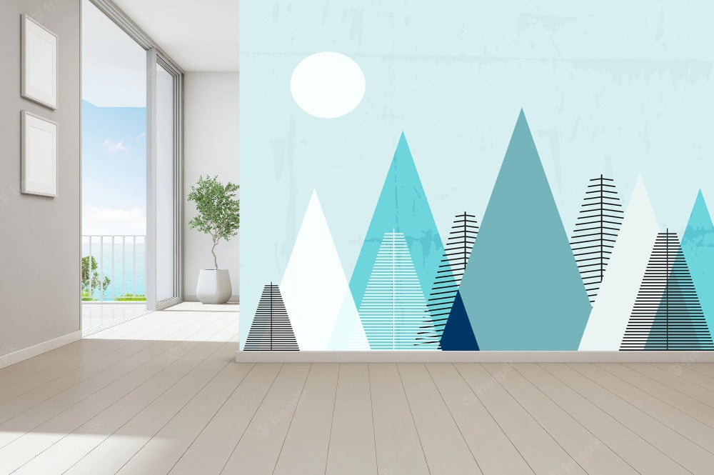 Blue Geometric Mountain Wallpaper
