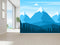 Snowcap Shades of Blue Geometric Mountain Wallpaper