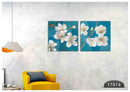 White Floral Blue Art, Set Of 2