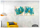 Floral Blue Golden Art, Set Of 2