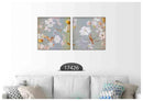 Bird White Grey Flower Art, Set Of 2