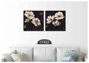 White Black Floral Art, Set Of 2