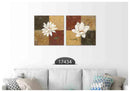 White Flower Rustic Art, Set Of 2