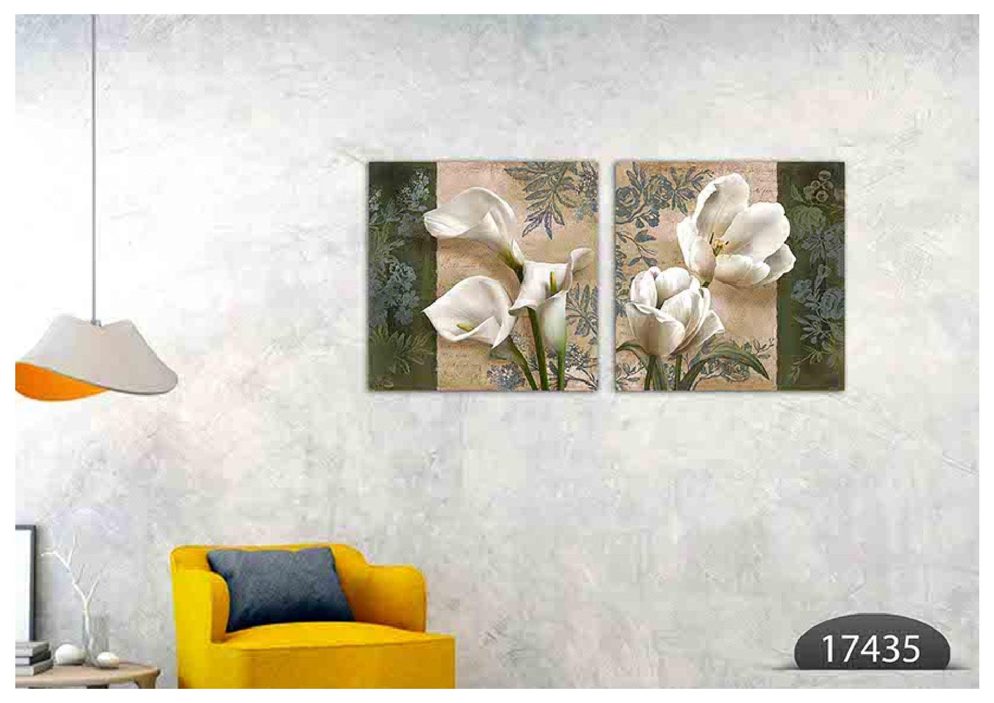 White Tulip Art, Set Of 2