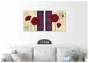 Red Flower Purple Beige Art, Set Of 2