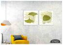 Shades Of Green Modern Leaf Art, Set Of 2