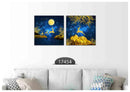 Blue Golden Deer Art, Set Of 2