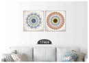 Blue Orange Mandala Art, Set Of 2