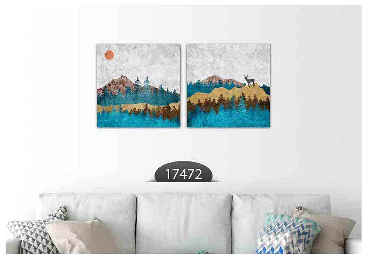 Landscape Deer Art, Set Of 2