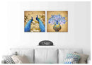 Blue Vase Peacock Art, Set Of 2