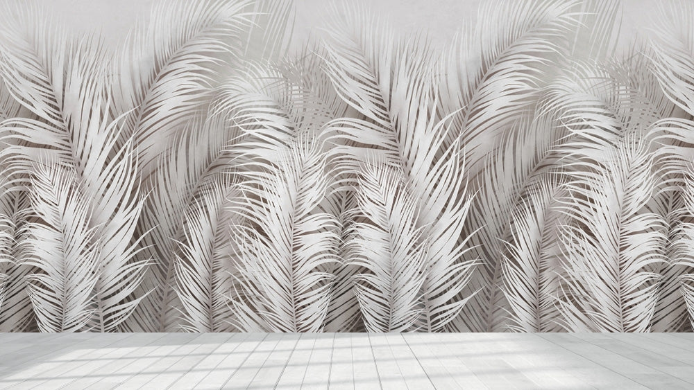 White Palm Branches Murals Wallpaper