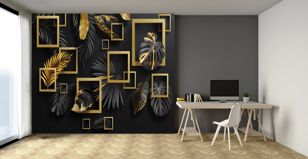 Black Golden Square Palm Wallpaper
