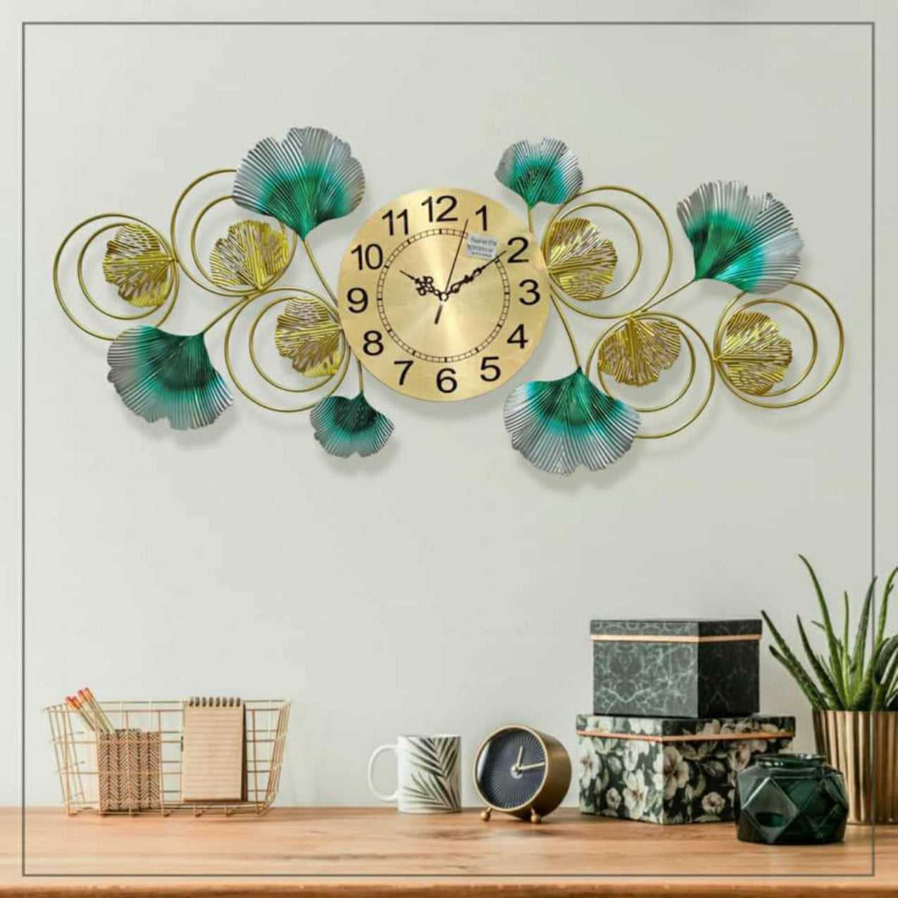 Metal Watch Golden Colour Watch And Palm Leaves Design
