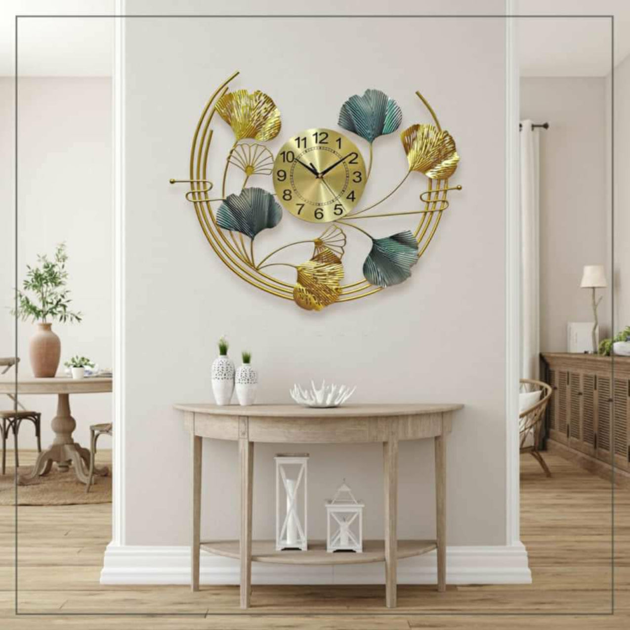 Metal Watch Leaves In Circle Design