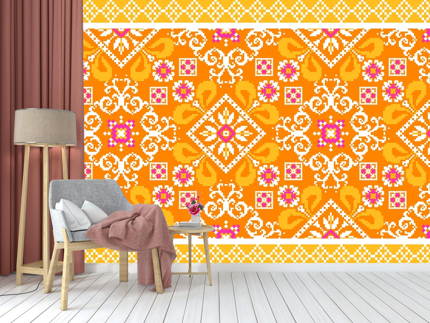 Orange Pink Pattern Wallpaper