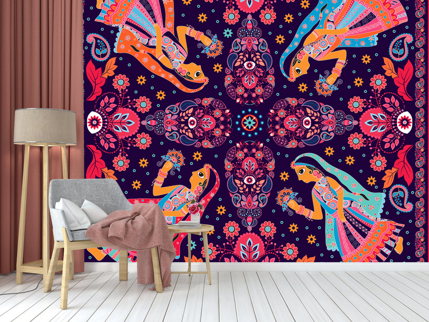 Traditonal Woman Pattern Wallpaper