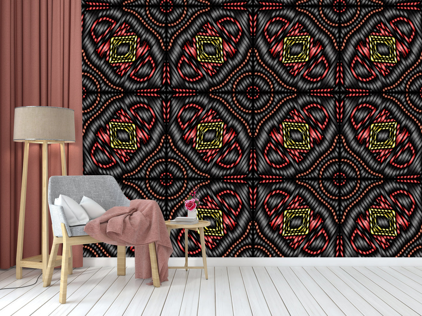 Red Black Geometric Pattern Wallpaper