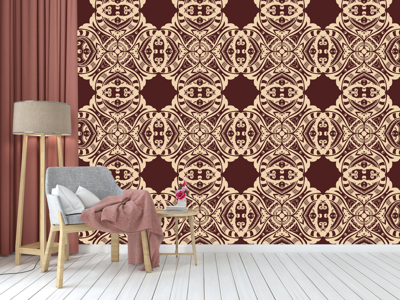 Brown Beige Pattern Wallpaper