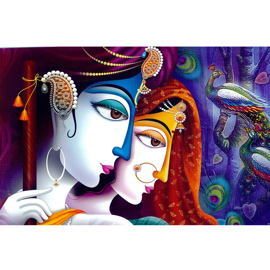 Animated Radha Krishna and Peacock Customised Wallpaper ...