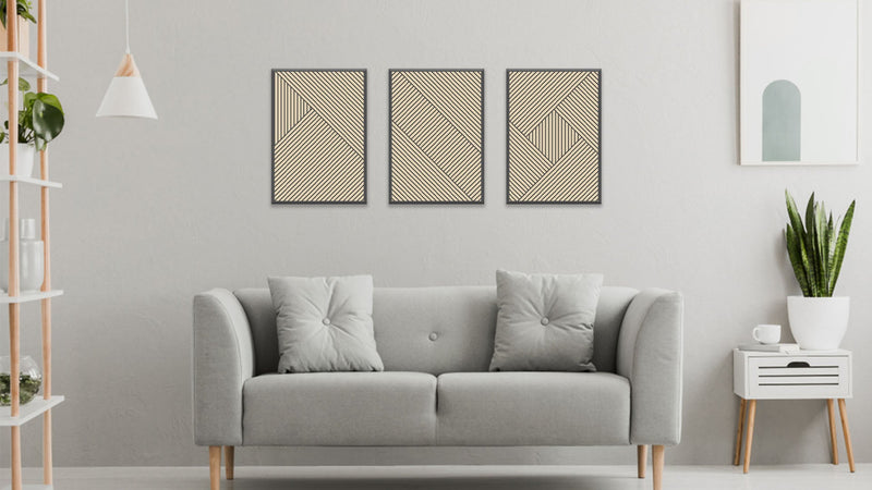 Geometric Lines Illusion Wall Art, Set Of 3