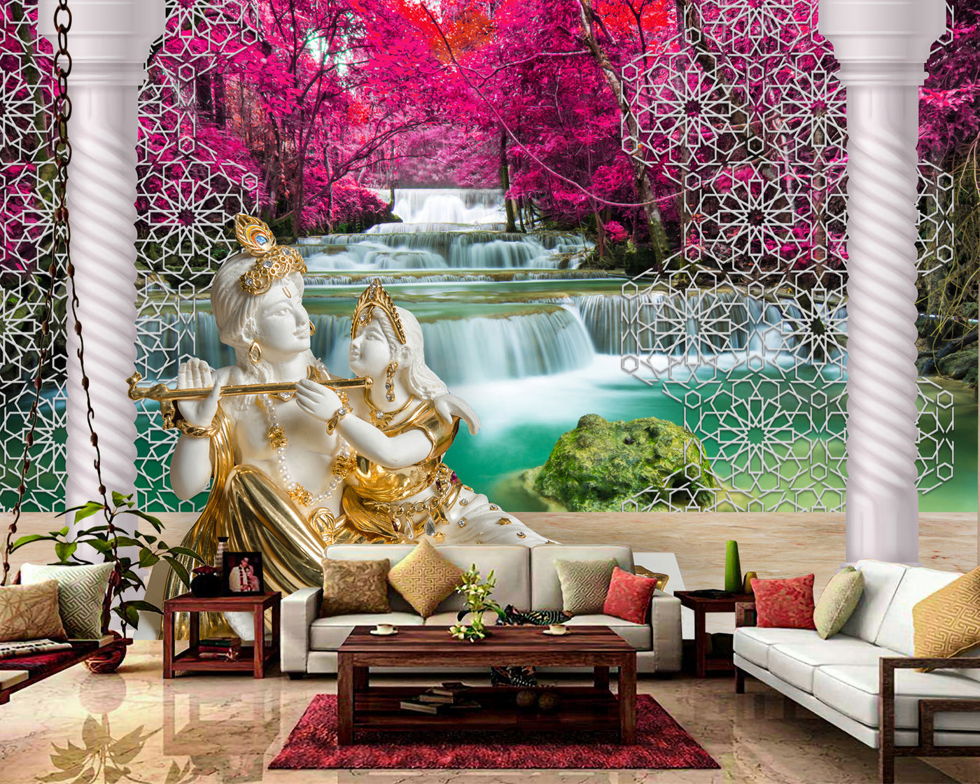 Radha Krishna Beautiful Landscape Wallpaper
