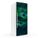 Green`Shaded Peacock Feather Art Self Adhesive Sticker For Refrigerator