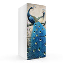 Blue Peacocks Painting Art Self Adhesive Sticker For Refrigerator