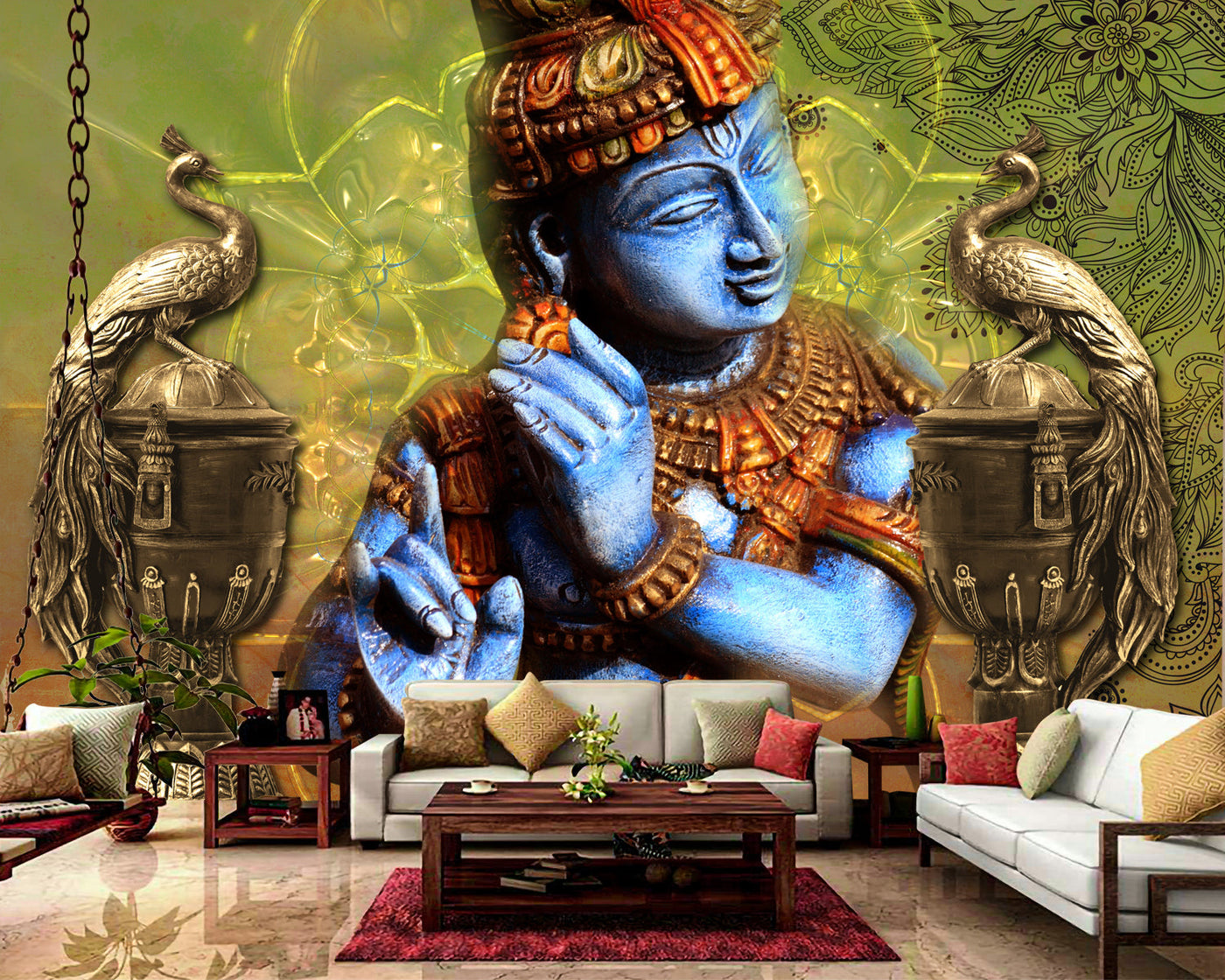 Lord Krishna Mural Wallpaper