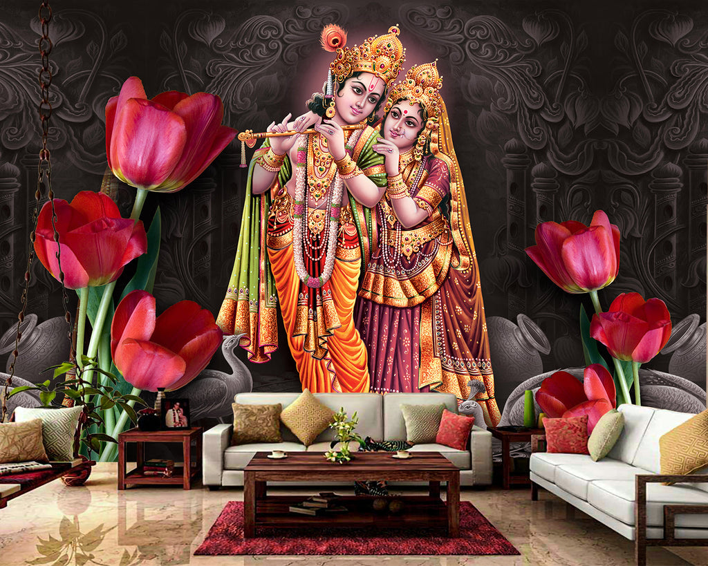 Lord Krishna Radha Purple Wallpaper – Myindianthings