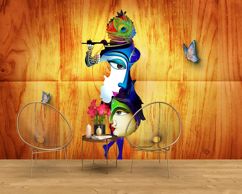 Lord Krishna Wood Wallpaper – Myindianthings