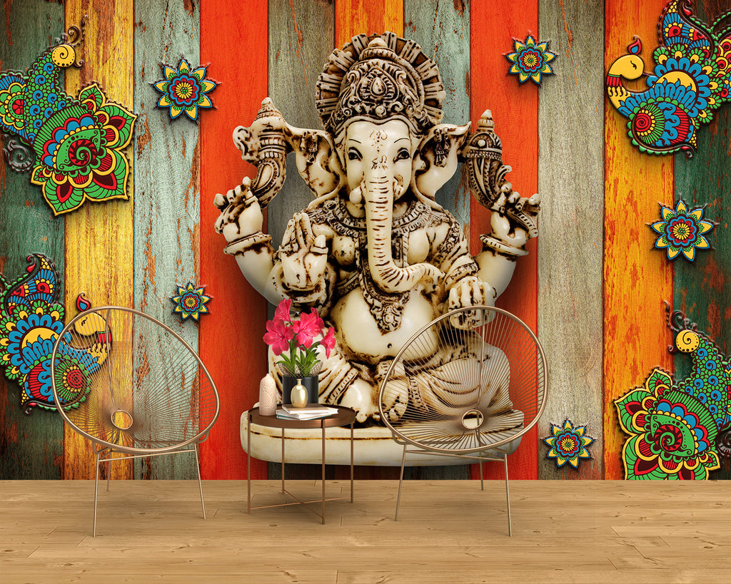 Lord Ganesha Sculpture Elegant Wallpaper – Myindianthings