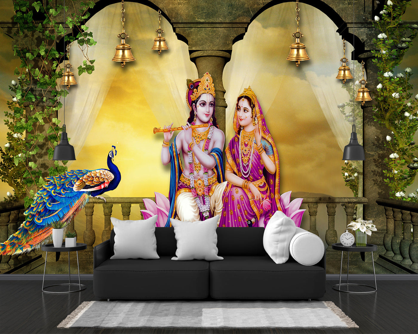 Radha Krishna Orange Wallpaper