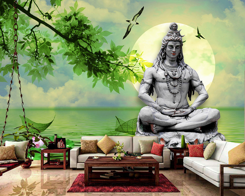 Lord Shiva Green Landscape Wallpaper – Myindianthings