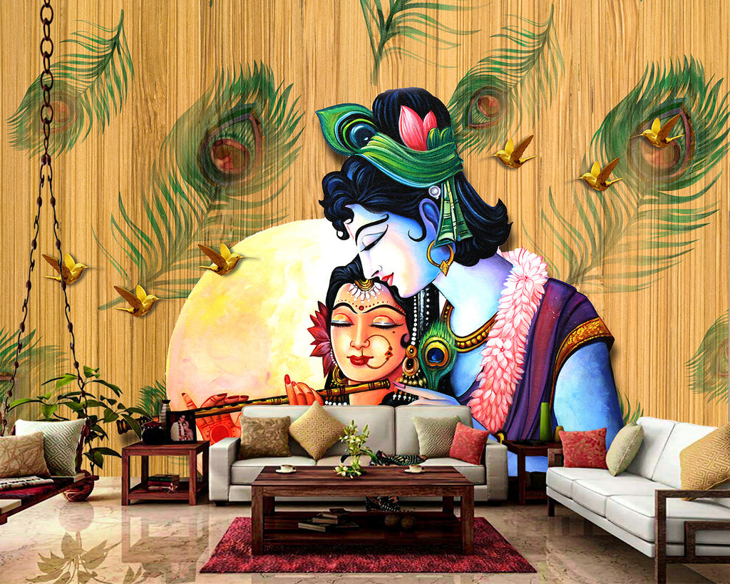 Wooden Radha Krishna Wallpaper – Myindianthings