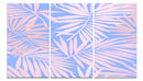 Pink And Blue Palm Leaf Wall Art, Set Of 3