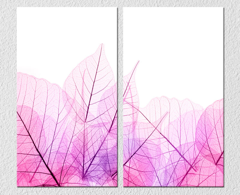 Pink Leaf Silhouette Wall art, Set Of 2