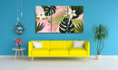 Pink And Green Leaf Wall Aart, Set Of 3