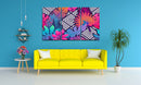 Leaves On Geometric Background, Set Of 3