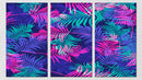 Pink, Green And Blue Palm Leaves Wall Art, Set Of 3