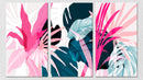 Pink And Green Big Leaves Wall Art, Set Of 3