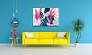Pink And Green Big Leaves Wall Art, Set Of 3