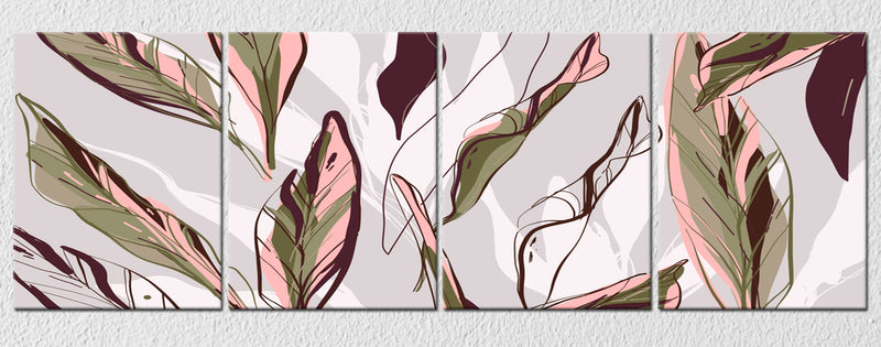 Abstract leaf Wall Art, Set Of 4