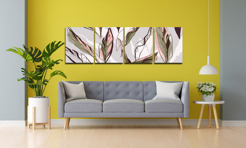 Abstract leaf Wall Art, Set Of 4